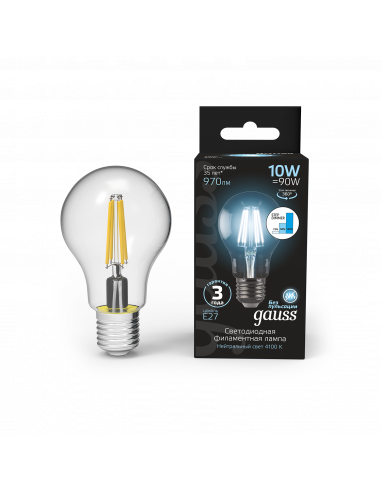 Лампа Gauss Filament А60 10W 970lm 4100К Е27...