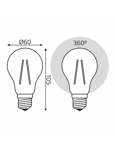 Лампа Gauss Filament А60 15W 1450lm 4100К Е27 LED 1/10/40