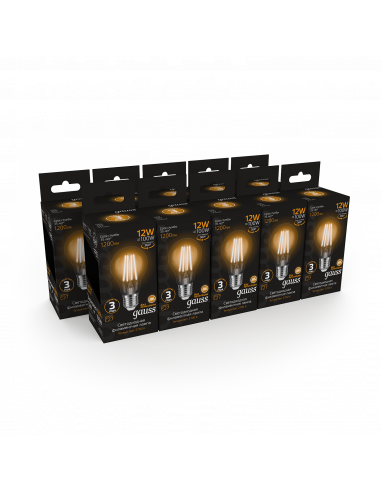 Упаковка 10 штук Лампа Gauss Filament А60 12W...