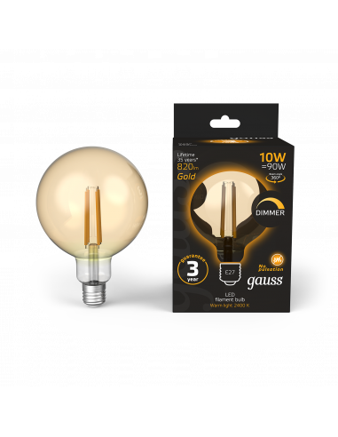 Лампа Gauss Filament G125 10W 820lm 2400К Е27...