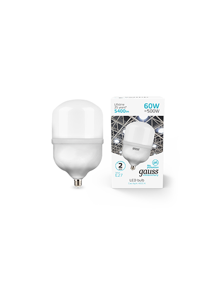 Лампа Gauss Elementary T160 60W 5400lm 4000K E27 LED 1/6