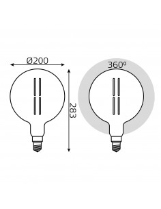 Лампа Gauss Filament G200 6W 330lm 4000К Е27 gray... 2