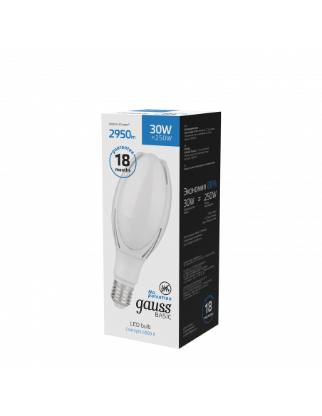 Лампа Gauss Basic BT100 AC180-240V 30W 2950lm 6500K E40 LED 1/20