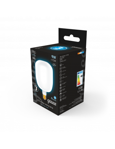 Лампа Gauss Filament V140 9W 890lm 4100К Е27...