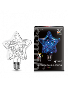 Лампа Gauss Filament Star 2W Е27 RGB LED 1/5/40
