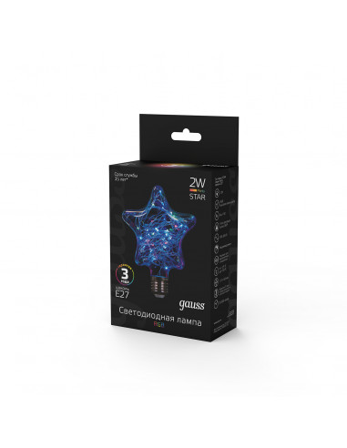 Лампа Gauss Filament Star 2W Е27 RGB LED 1/5/40