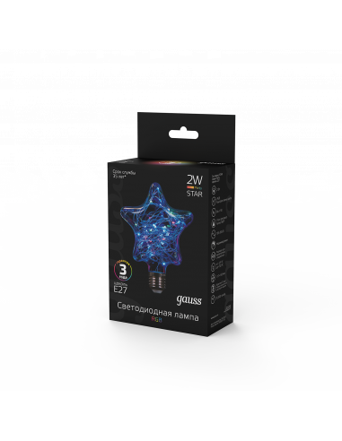 Лампа Gauss Filament Star 2W Е27 RGB LED 1/5/40