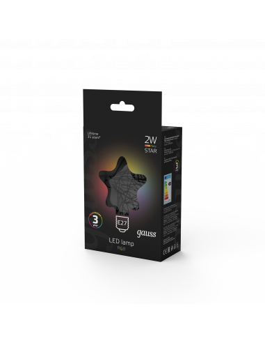 Лампа Gauss Filament Star 2W Е27 RGB LED 1/5/40
