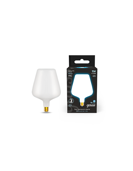 Лампа Gauss Filament V160 9W 890lm 4100К Е27 milky LED 1/6