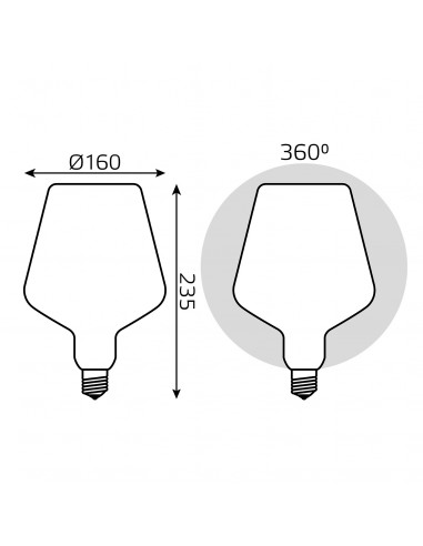 Лампа Gauss Filament V160 9W 890lm 4100К Е27...
