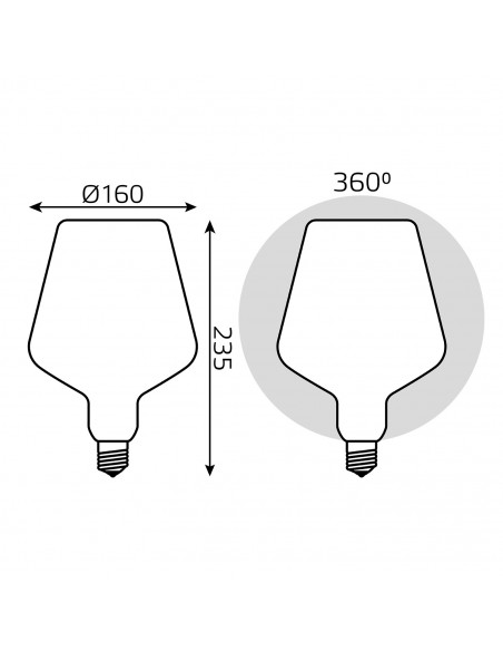 Лампа Gauss Filament V160 9W 890lm 4100К Е27 milky LED 1/6