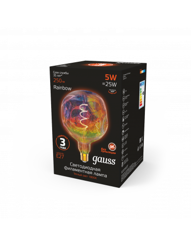 Лампа Gauss Filament G150 5W 250lm 1800К Е27...