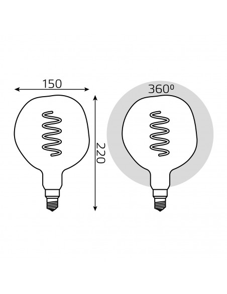 Лампа Gauss Filament G150 5W 250lm 1800К Е27 rainbow LED 1/6