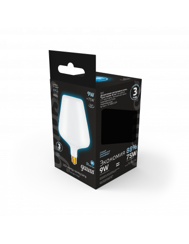 Лампа Gauss Filament V160 9W 890lm 4100К Е27...