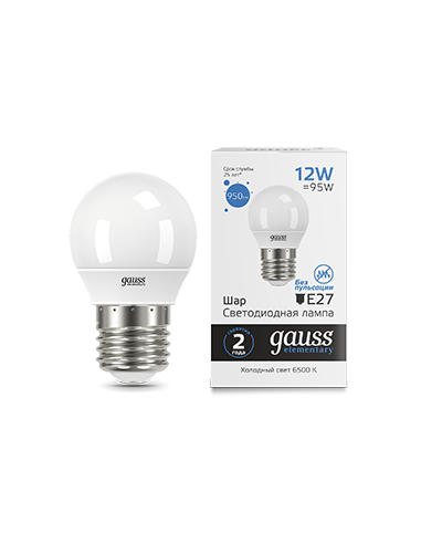 Лампа Gauss Elementary Шар 12W 950lm 6500K Е27...