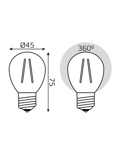 Лампа Gauss Basic Filament Шар 4,5W 420lm 4100К...