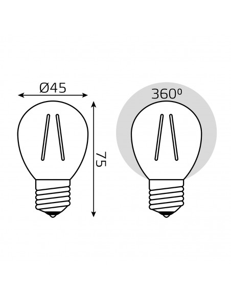 Лампа Gauss Basic Filament Шар 4,5W 420lm 4100К Е27 LED 1/10/50