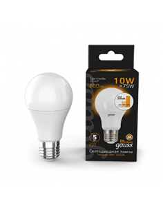 Лампа Gauss A60 10W 880lm 3000K E27 шаг. диммирование LED...