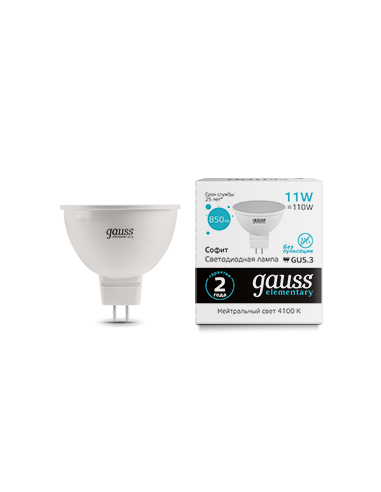 Лампа Gauss Elementary MR16 11W 850lm 4100K...