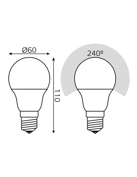 Лампа Gauss A60 10W 880lm 3000K E27 шаг. диммирование LED 1/10/50