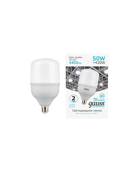 Лампа Gauss Elementary T140 50W 4400lm 4000K E27 LED 1/8