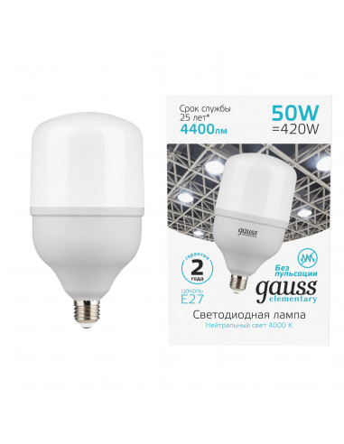 Лампа Gauss Elementary T140 50W 4400lm 4000K...