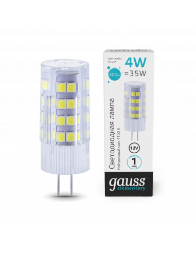 Лампа Gauss Elementary G4 12V 4W 400lm 4100K...