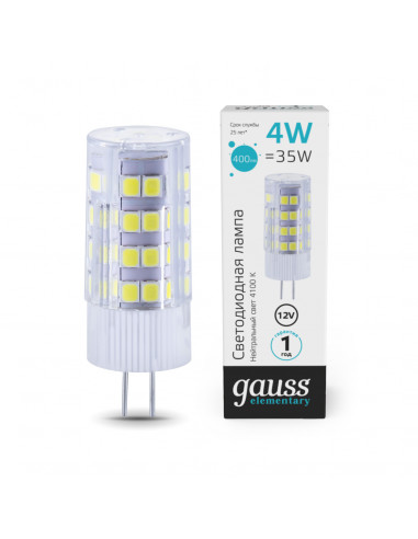 Лампа Gauss Elementary G4 12V 4W 400lm 4100K...