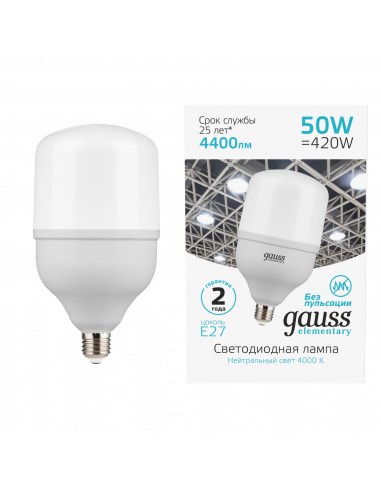 Лампа Gauss Elementary T140 50W 4400lm 4000K...