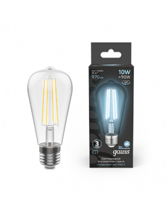 Лампа Gauss Filament ST64 10W 970lm 4100К Е27 LED 1/10/40