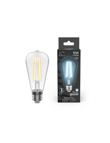Лампа Gauss Filament ST64 10W 970lm 4100К Е27...