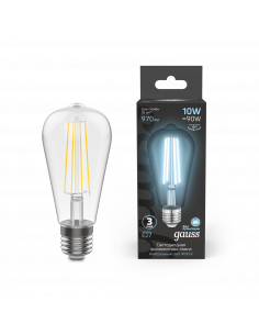 Лампа Gauss Filament ST64 10W 970lm 4100К Е27 LED 1/10/40 2