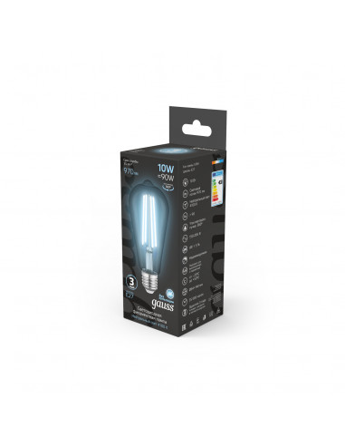 Лампа Gauss Filament ST64 10W 970lm 4100К Е27...