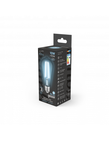 Лампа Gauss Filament ST64 10W 970lm 4100К Е27...