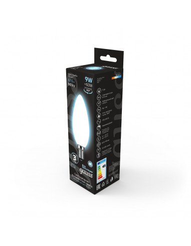 Лампа Gauss Filament Свеча 9W 610lm 4100К Е14...