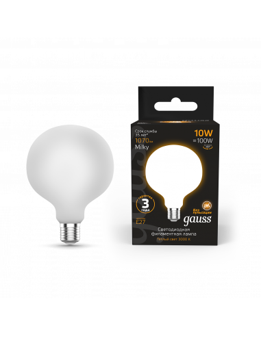 Лампа Gauss Filament G95 10W 1070lm 3000К Е27...