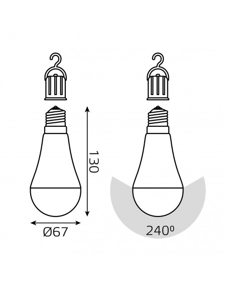 Лампа Gauss A60 8W 490lm 4100K E27 с Li-Ion аккумулятором LED 1/25