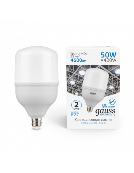 Лампа Gauss Elementary T140 50W 4500lm 6500K E27 LED 1/8