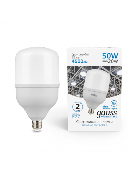 Лампа Gauss Elementary T140 50W 4500lm 6500K E27 LED 1/8