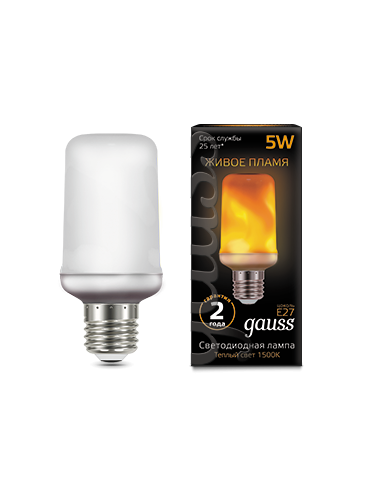 Лампа Gauss T65 5W 20-80lm 1500K E27 Flame LED...