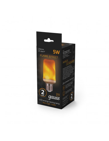 Лампа Gauss T65 5W 20-80lm 1500K E27 Flame LED...