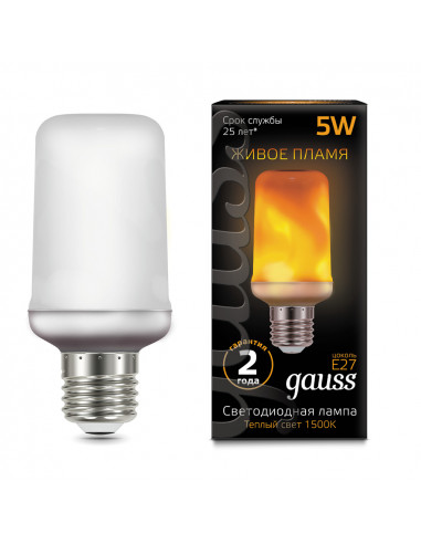 Лампа Gauss T65 5W 20-80lm 1500K E27 Flame LED...