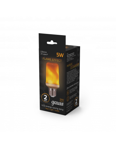 Лампа Gauss T65 5W 20-80lm 1500K E27 Flame LED...