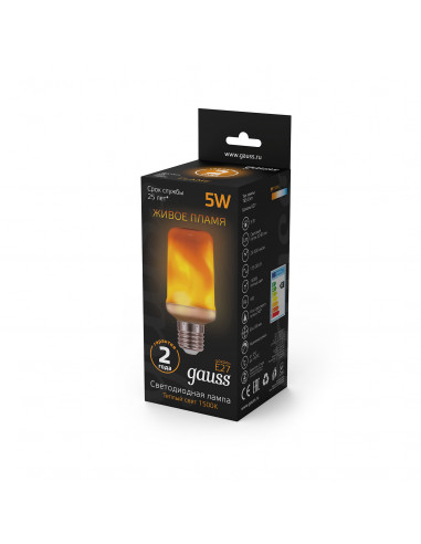 Лампа Gauss T65 5W 20-80lm 1500K E27 Flame LED...