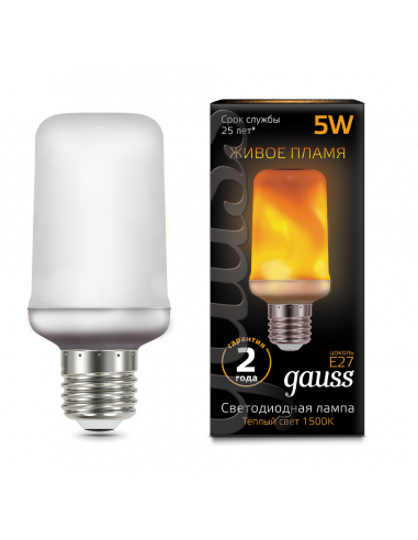 Лампа Gauss T65 5W 20-80lm 1500K E27 Flame LED...