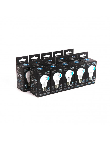 Лампа Gauss A60 10W 920lm 4100K E27 шаг. диммирование LED 1/10/50
