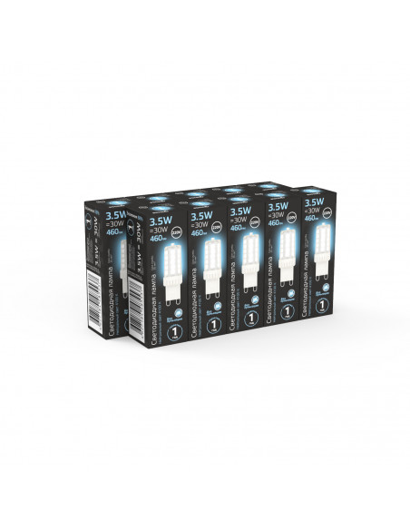 Лампа Gauss G9 AC185-265V 3,5W 460lm 4100K керамика LED 1/10/200