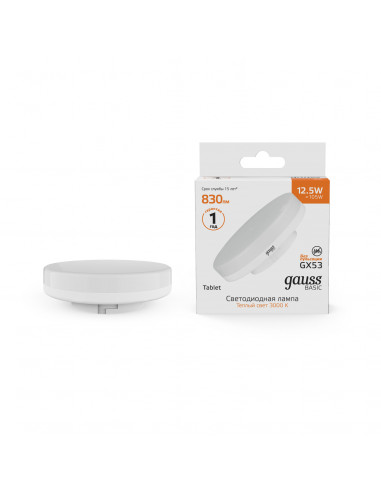 Лампа Gauss Basic GX53 12,5W 830lm 3000K LED...