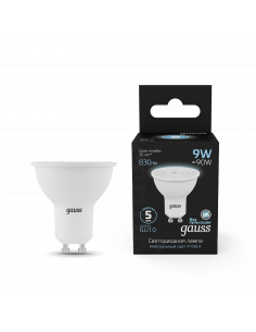 Лампа Gauss MR16 9W 830lm 4100K GU10 LED 1/10/100 2