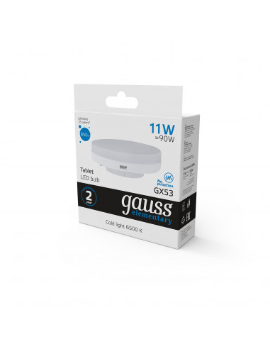 Лампа Gauss Elementary GX53 11W 850lm 6500K LED...